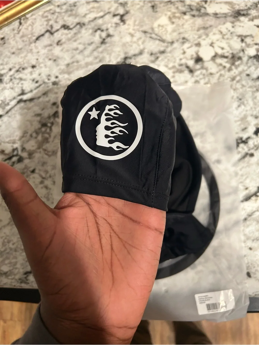 Graphic Logo Ski Mask in Black and White